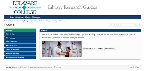Screen Shot of Library Guide
